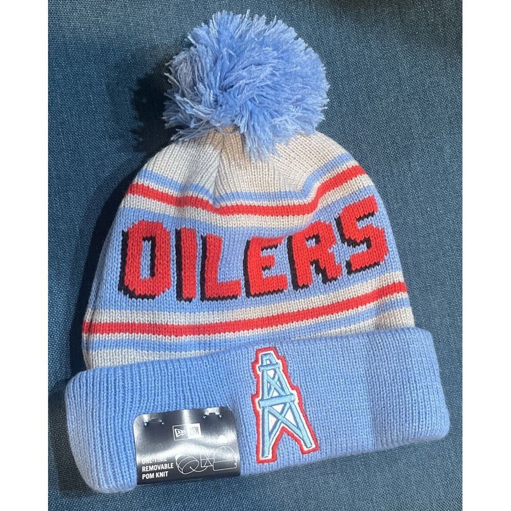 RARE Authentic Houston Oilers Historic NWT Winter Snow‎ Sport Knit Beanie hat